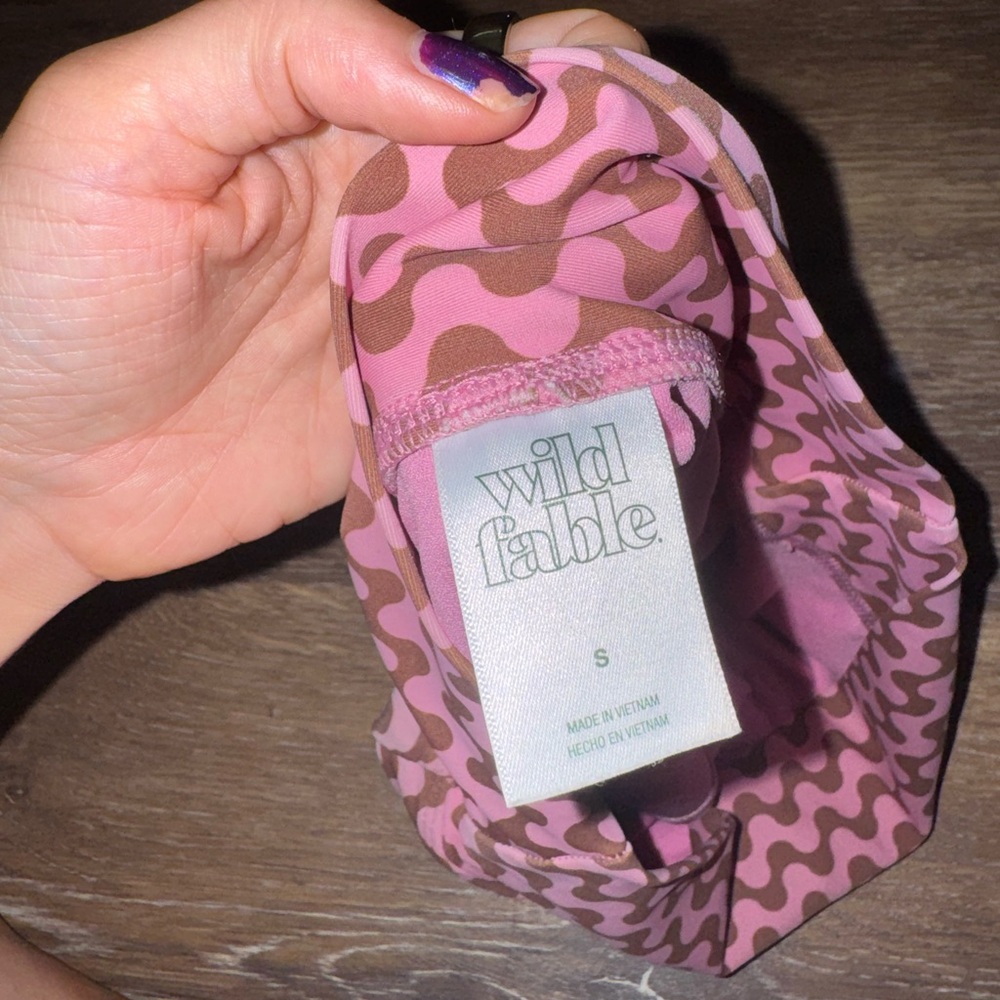 Wild Fable Pink and Brown Wave Pattern Top